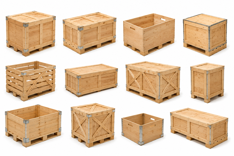 Custom wooden boxes and export crates manufactured in Pakistan for industrial packaging, machinery shipping, warehousing, and international export.