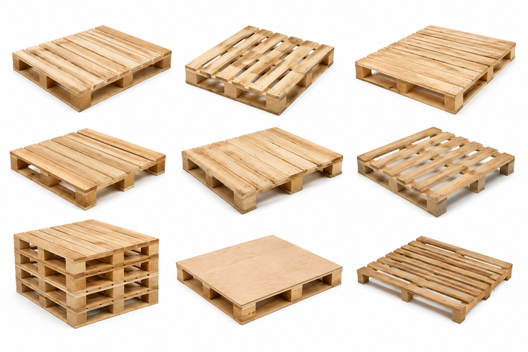 Stacked wooden pallets in a warehouse manufactured for industrial storage, logistics, and export packaging in Pakistan.
