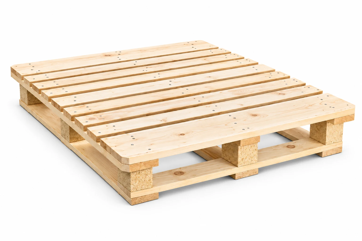 CP6 Wooden Pallet on a white background in a representative product illustration. 1200 x 1000 mm reference. Connected perimeter base.