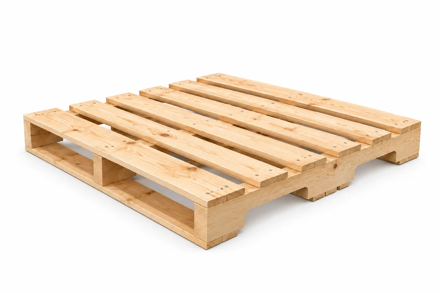 GMA Standard Wooden Pallets GMA Standard Wooden Pallets on a white background in a representative product illustration. 48 x 40 inch reference; notched stringer construction. Noble Pallets & Packaging, Pakistan.