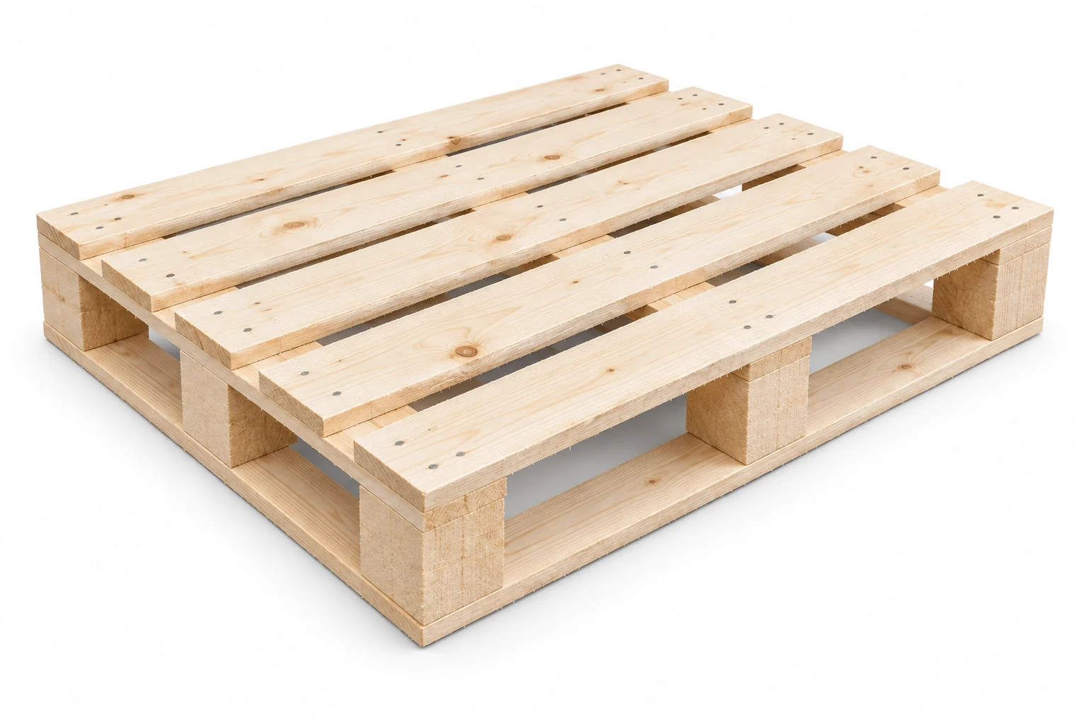Representative partal / spruce wooden pallet with pale grain on a white background. Noble Pallets & Packaging, Pakistan.