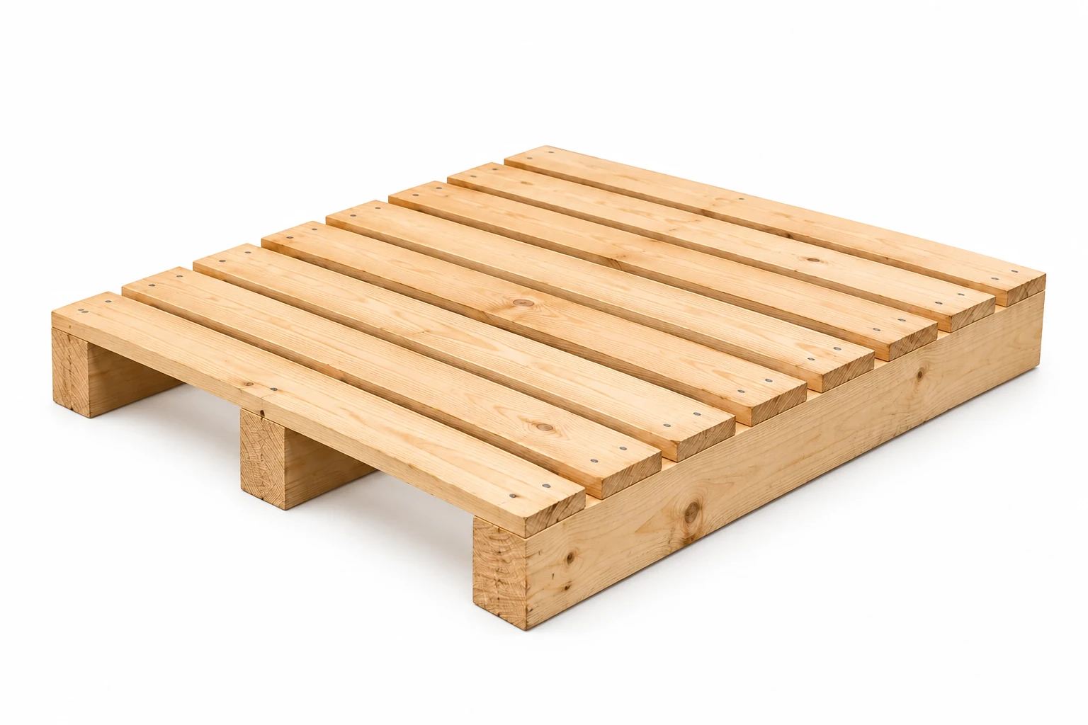 Single-Deck Wooden Pallets on a white background in a representative product illustration. Upper deck only; no lower deck boards. Noble Pallets & Packaging, Pakistan.