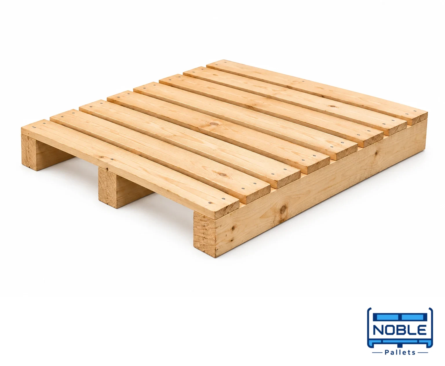 Single-Deck Wooden Pallets on a white background in a representative product illustration. Upper deck only; no lower deck boards. Noble Pallets & Packaging, Pakistan.