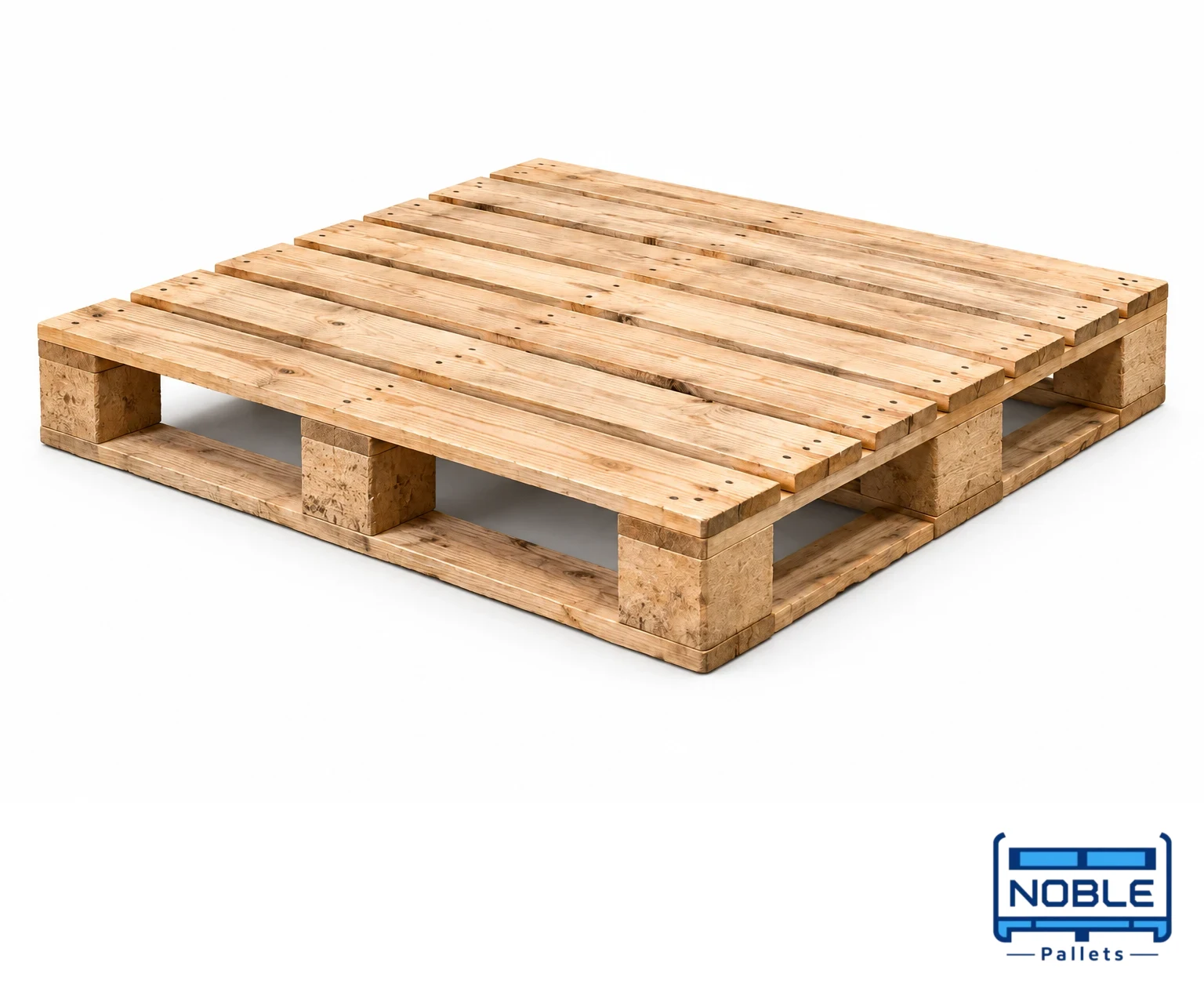 Representative wooden pallet for drum-handling enquiries on a white background. Noble Pallets & Packaging, Pakistan.